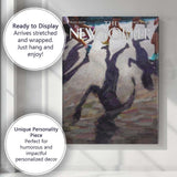 Rainy Dog Walker Shadow Painting Canvas Wall Art Print Decor Picture Ready to Hang