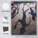 Rainy Dog Walker Shadow Painting Canvas Wall Art Print Decor Picture Ready to Hang