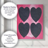 Black Hearts Pink Abstract Pop Art Canvas Wall Art Print Decor Picture Ready to Hang