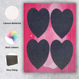 Black Hearts Pink Abstract Pop Art Canvas Wall Art Print Decor Picture Ready to Hang