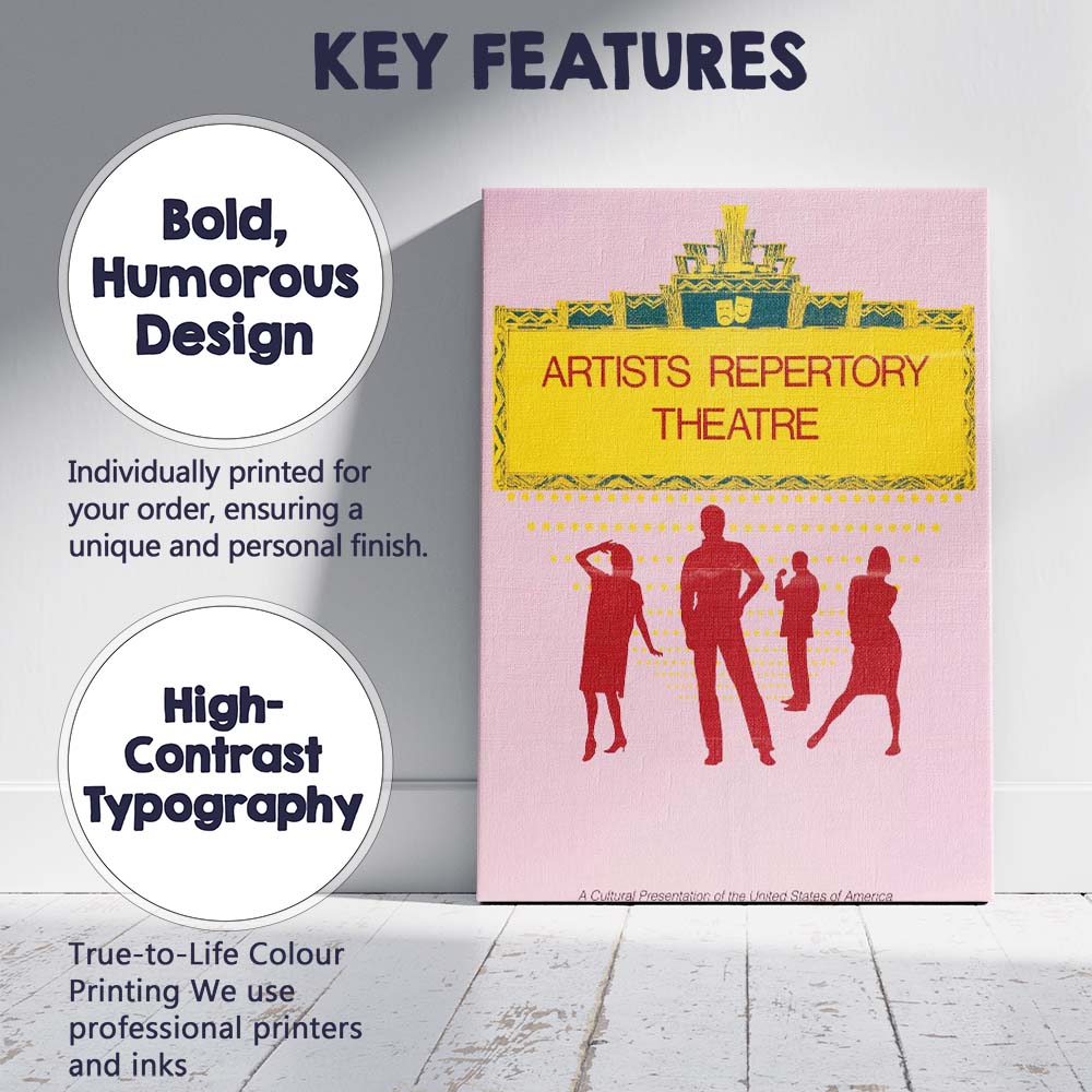 Artists Repertory Theatre Retro Cultural Poster Canvas Wall Art Print Decor Picture Ready to Hang
