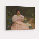 Elegant Victorian Lady in Pink Garden Portrait Canvas Wall Art Print Decor Picture Ready to Hang