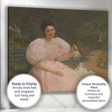 Elegant Victorian Lady in Pink Garden Portrait Canvas Wall Art Print Decor Picture Ready to Hang