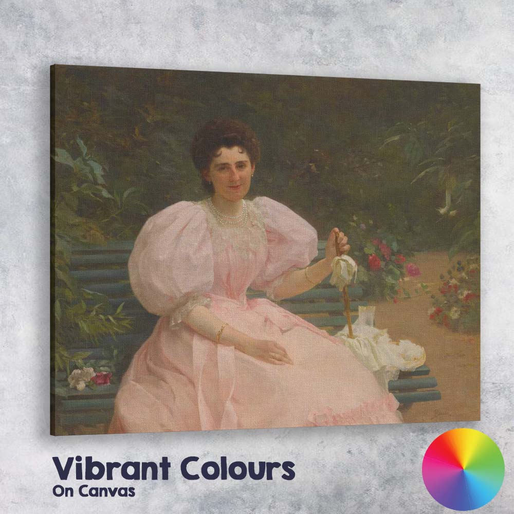 Elegant Victorian Lady in Pink Garden Portrait Canvas Wall Art Print Decor Picture Ready to Hang
