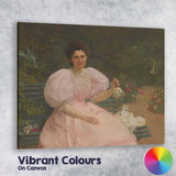 Elegant Victorian Lady in Pink Garden Portrait Canvas Wall Art Print Decor Picture Ready to Hang