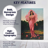 Graceful Woman in Pink Sari Lotus Pond Painting Canvas Wall Art Print Decor Picture Ready to Hang