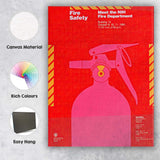 Fire Safety Fire Extinguisher Retro Safety Awareness Poster Canvas Wall Art Print Decor Picture Ready to Hang