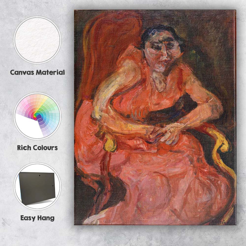 Expressive Woman in Pink Dress Oil Portrait Painting Canvas Wall Art Print Decor Picture Ready to Hang