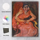 Expressive Woman in Pink Dress Oil Portrait Painting Canvas Wall Art Print Decor Picture Ready to Hang