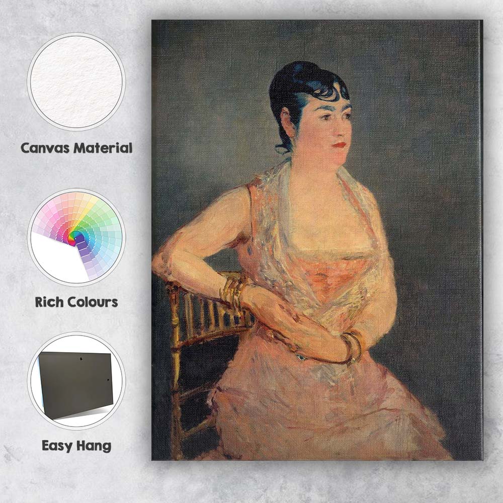 Elegant Seated Lady Impressionist Portrait Oil Painting Canvas Wall Art Print Decor Picture Ready to Hang