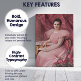 Elegant Victorian Lady in Pink Gown Portrait Oil Painting Canvas Wall Art Print Decor Picture Ready to Hang