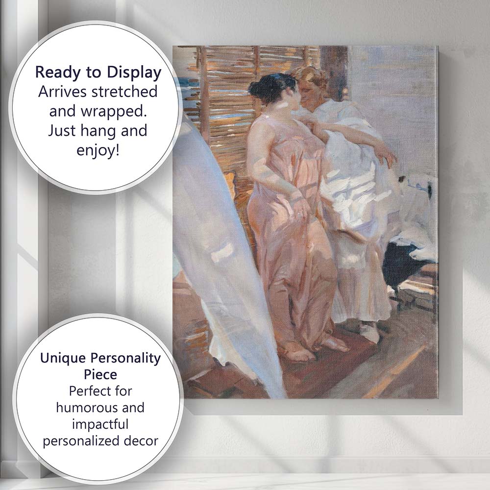 Sunlit Couple in Elegant Interior Impressionist Painting Canvas Wall Art Print Decor Picture Ready to Hang