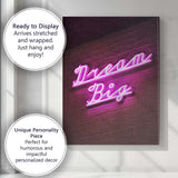 Dream Big Pink Neon Typography Wall Art Canvas Wall Art Print Decor Picture Ready to Hang