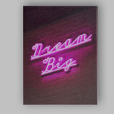 Dream Big Pink Neon Typography Wall Art Canvas Wall Art Print Decor Picture Ready to Hang