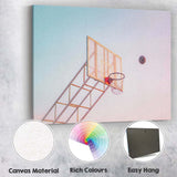 Pastel Basketball Hoop Blue Sky Sports Photography Canvas Wall Art Print Decor Picture Ready to Hang