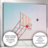 Pastel Basketball Hoop Blue Sky Sports Photography Canvas Wall Art Print Decor Picture Ready to Hang