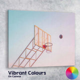Pastel Basketball Hoop Blue Sky Sports Photography Canvas Wall Art Print Decor Picture Ready to Hang