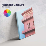 Pastel Pink Modern Apartment Blue Sky Architecture Canvas Wall Art Print Decor Picture Ready to Hang