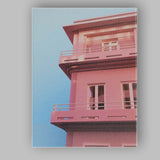 Pastel Pink Modern Apartment Blue Sky Architecture Canvas Wall Art Print Decor Picture Ready to Hang
