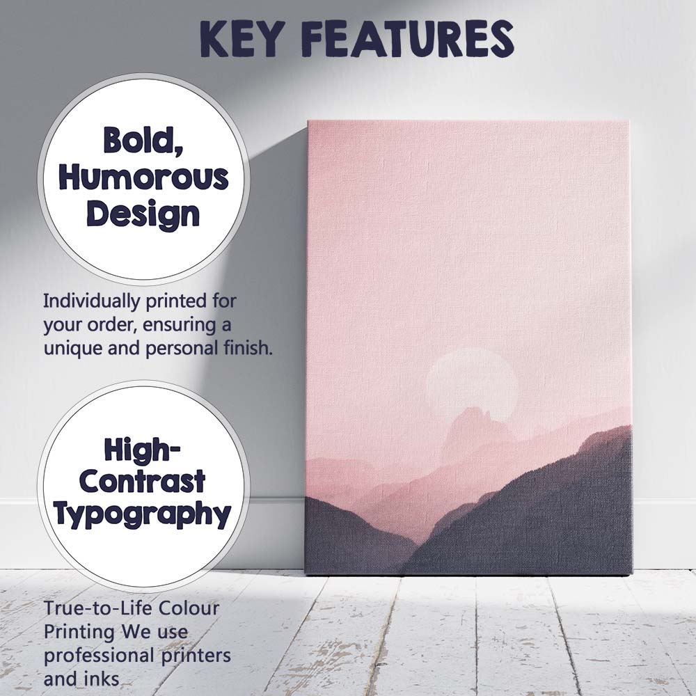 Dreamy Pink Moon Mountain Landscape Fantasy Nature Canvas Wall Art Print Decor Picture Ready to Hang