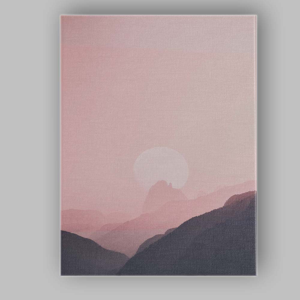 Dreamy Pink Moon Mountain Landscape Fantasy Nature Canvas Wall Art Print Decor Picture Ready to Hang