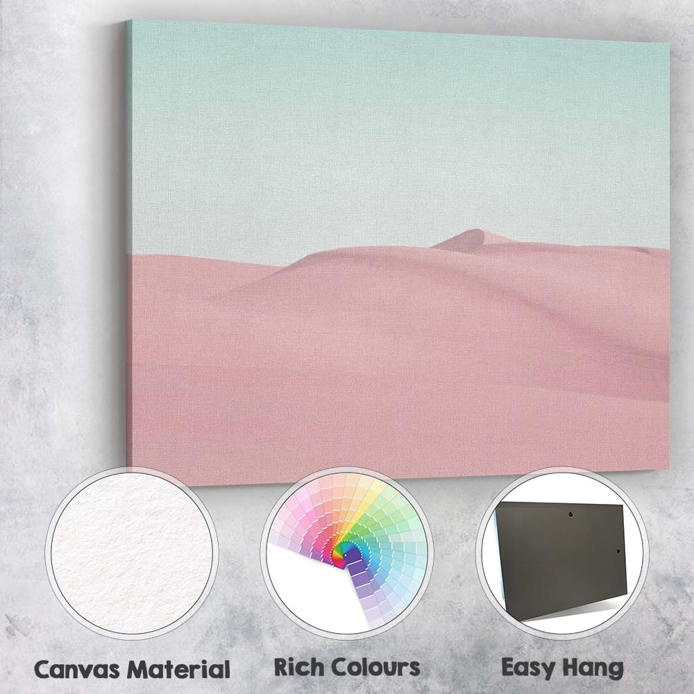 Pastel Pink Desert Sand Dunes Minimal Landscape Canvas Wall Art Print Decor Picture Ready to Hang