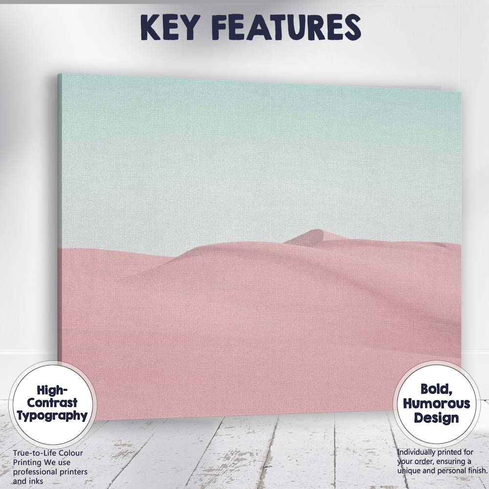 Pastel Pink Desert Sand Dunes Minimal Landscape Canvas Wall Art Print Decor Picture Ready to Hang