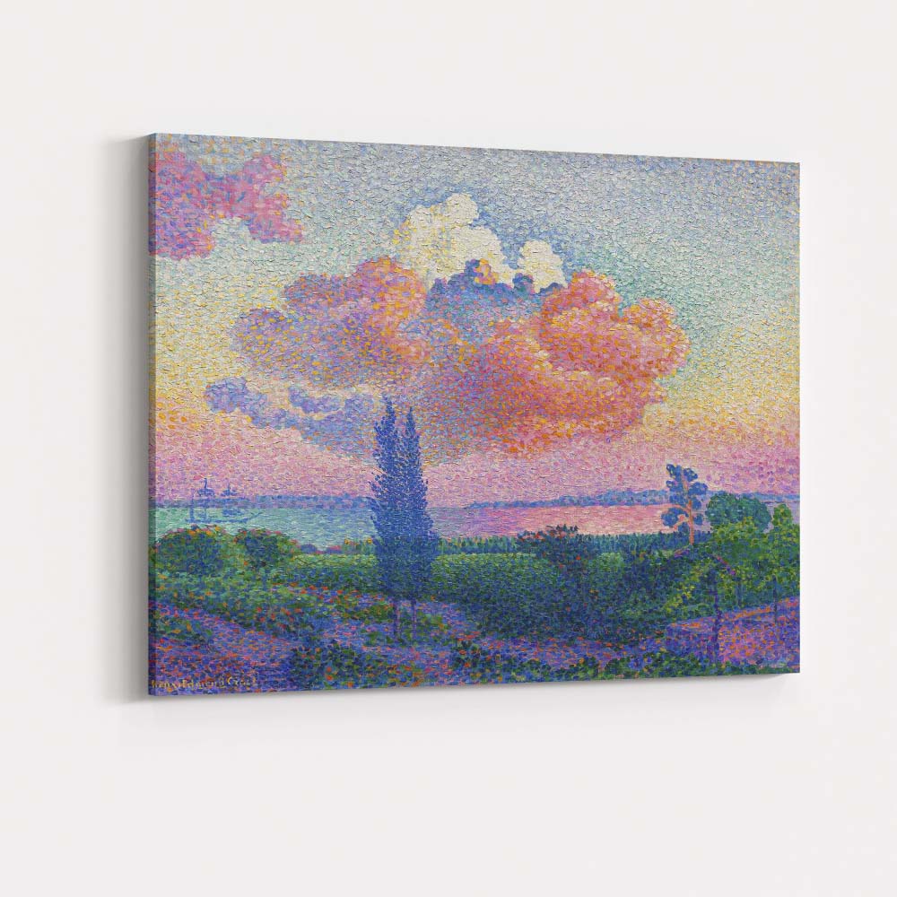 Pastel Pink Impressionist Landscape Cloud Painting Canvas Wall Art Print Decor Picture Ready to Hang