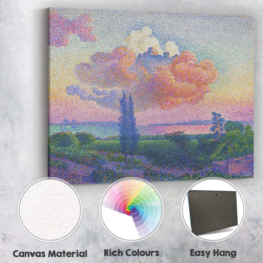 Pastel Pink Impressionist Landscape Cloud Painting Canvas Wall Art Print Decor Picture Ready to Hang