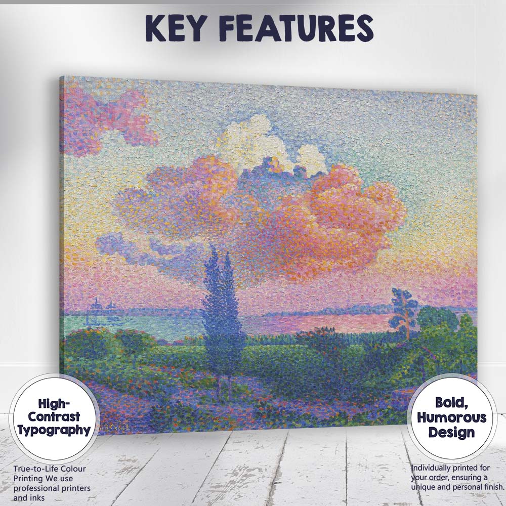 Pastel Pink Impressionist Landscape Cloud Painting Canvas Wall Art Print Decor Picture Ready to Hang