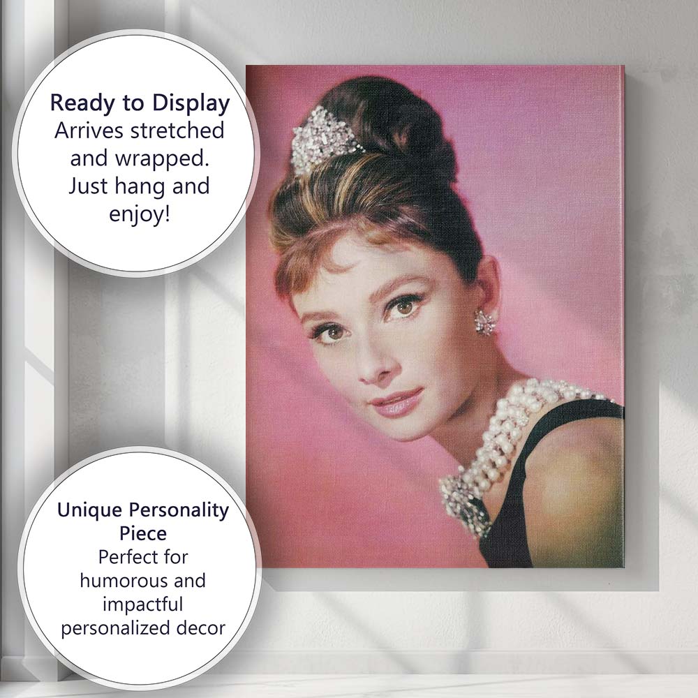 Classic Hollywood Pink Portrait Glamour Photography Canvas Wall Art Print Decor Picture Ready to Hang