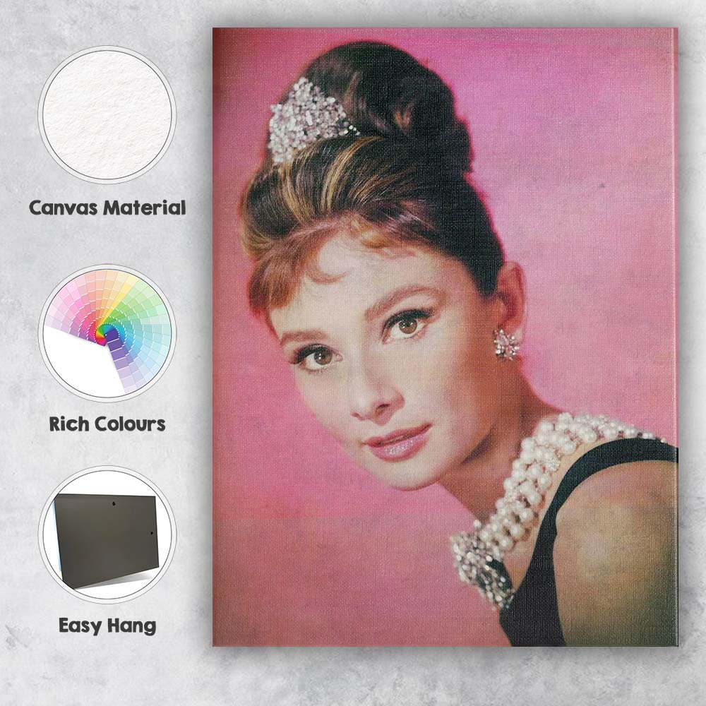 Classic Hollywood Pink Portrait Glamour Photography Canvas Wall Art Print Decor Picture Ready to Hang