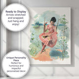 Romantic Victorian Lady on Garden Swing Illustration Canvas Wall Art Print Decor Picture Ready to Hang