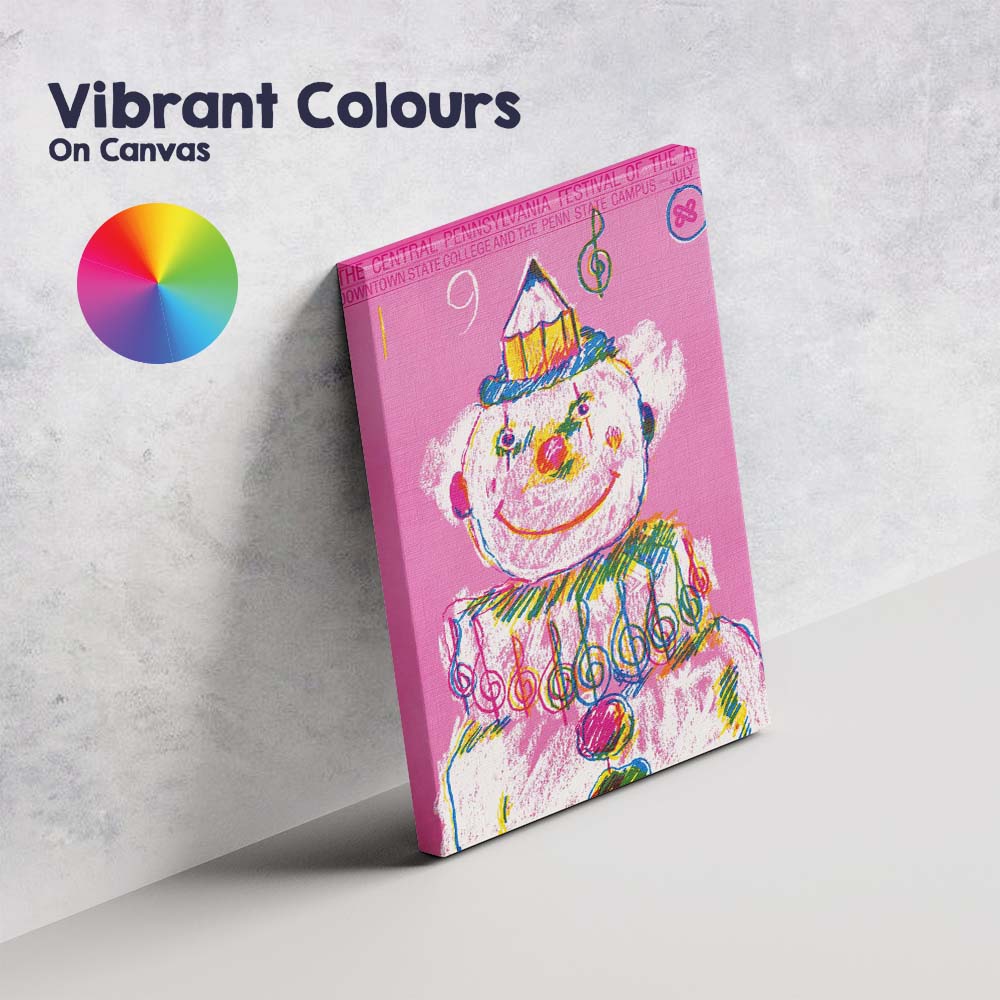 Retro Pink Clown Music Festival Poster Illustration Canvas Wall Art Print Decor Picture Ready to Hang