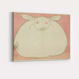 Minimalist Japanese White Rabbit Folk Art Illustration Canvas Wall Art Print Decor Picture Ready to Hang