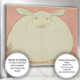 Minimalist Japanese White Rabbit Folk Art Illustration Canvas Wall Art Print Decor Picture Ready to Hang