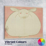 Minimalist Japanese White Rabbit Folk Art Illustration Canvas Wall Art Print Decor Picture Ready to Hang
