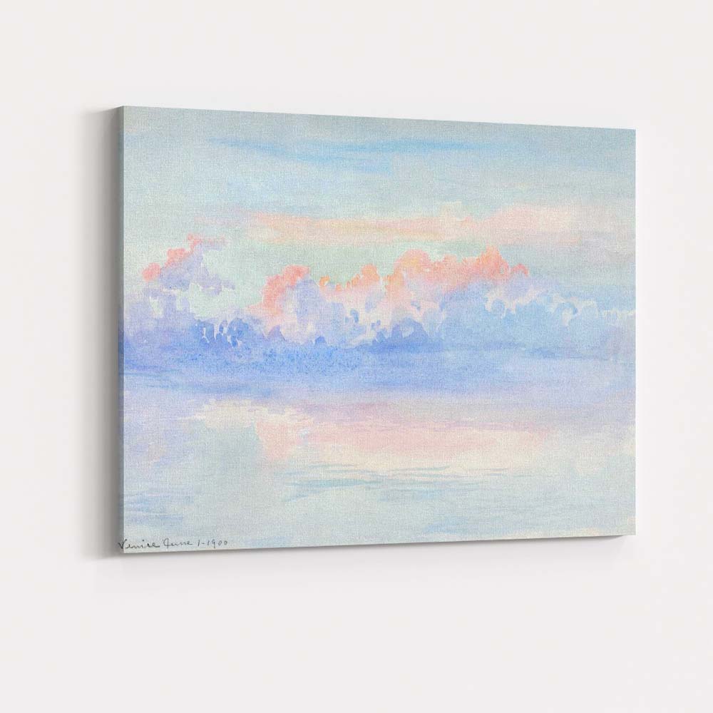 Dreamy Pastel Pink Blue Clouds Seascape Watercolour Painting Canvas Wall Art Print Decor Picture Ready to Hang