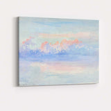 Dreamy Pastel Pink Blue Clouds Seascape Watercolour Painting Canvas Wall Art Print Decor Picture Ready to Hang