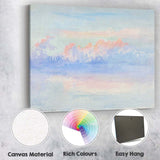 Dreamy Pastel Pink Blue Clouds Seascape Watercolour Painting Canvas Wall Art Print Decor Picture Ready to Hang