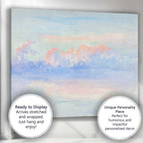 Dreamy Pastel Pink Blue Clouds Seascape Watercolour Painting Canvas Wall Art Print Decor Picture Ready to Hang
