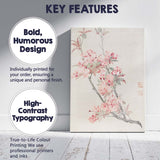 Elegant Pink Cherry Blossom Branch Asian Botanical Painting Canvas Wall Art Print Decor Picture Ready to Hang