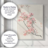 Elegant Pink Cherry Blossom Branch Asian Botanical Painting Canvas Wall Art Print Decor Picture Ready to Hang