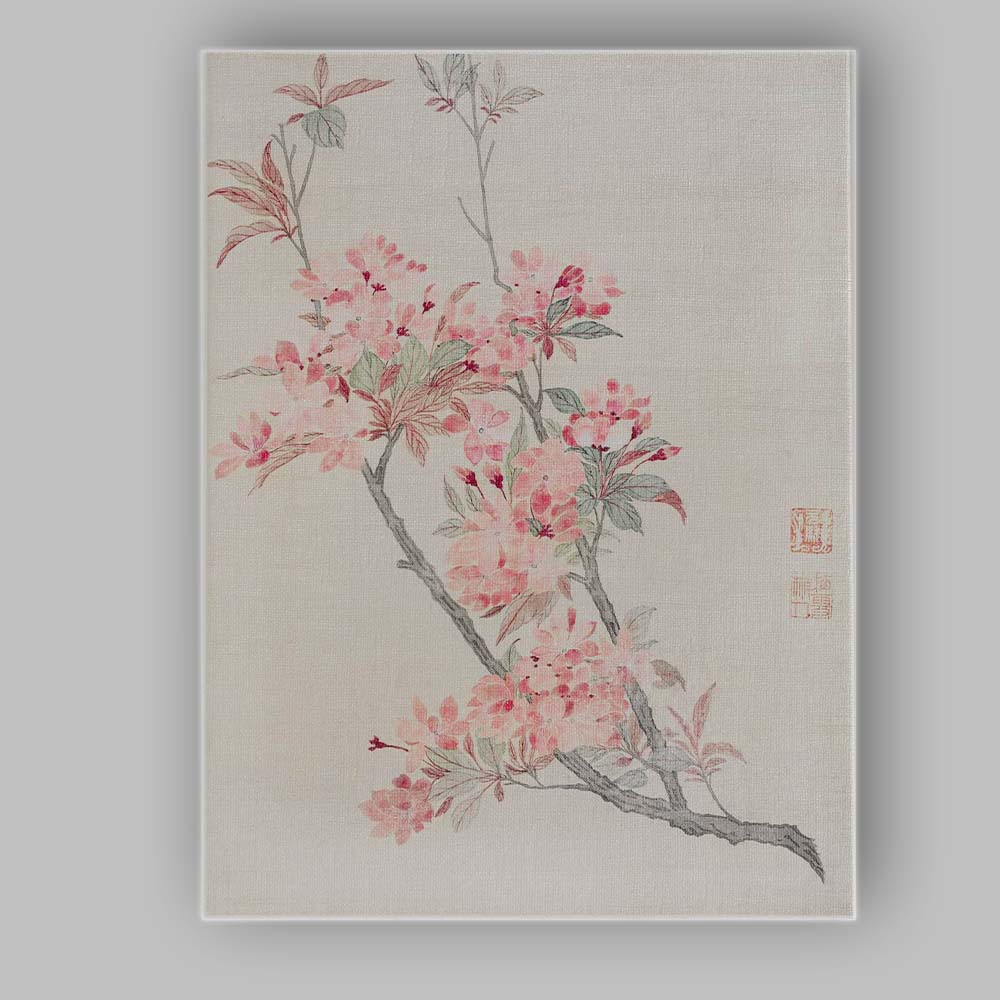 Elegant Pink Cherry Blossom Branch Asian Botanical Painting Canvas Wall Art Print Decor Picture Ready to Hang