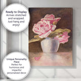 Soft Watercolour Pink Roses in Ceramic Vase Still Life Canvas Wall Art Print Decor Picture Ready to Hang