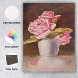 Soft Watercolour Pink Roses in Ceramic Vase Still Life Canvas Wall Art Print Decor Picture Ready to Hang