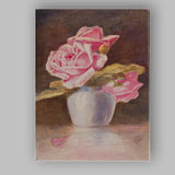 Soft Watercolour Pink Roses in Ceramic Vase Still Life Canvas Wall Art Print Decor Picture Ready to Hang