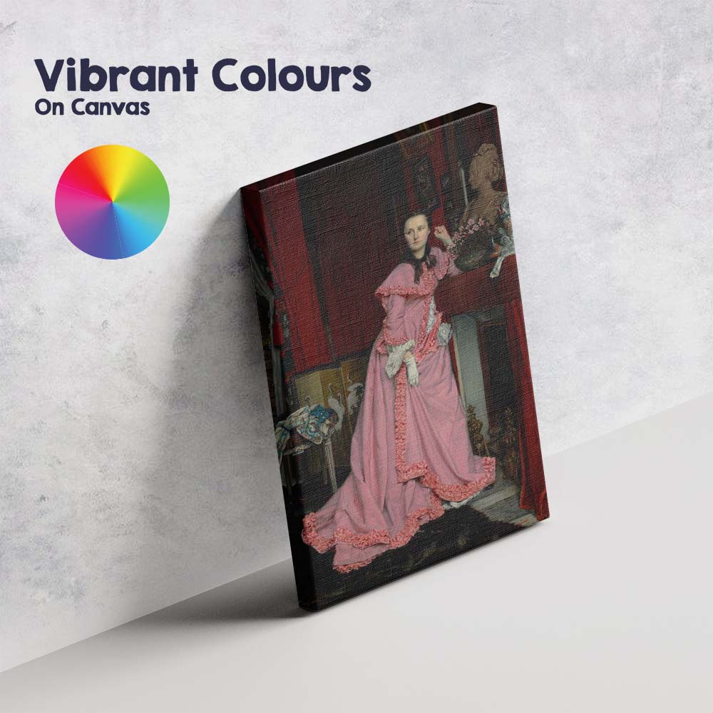 Elegant Victorian Woman in Pink Dress Interior Portrait Canvas Wall Art Print Decor Picture Ready to Hang