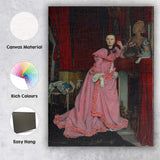Elegant Victorian Woman in Pink Dress Interior Portrait Canvas Wall Art Print Decor Picture Ready to Hang