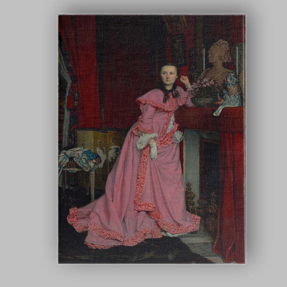 Elegant Victorian Woman in Pink Dress Interior Portrait Canvas Wall Art Print Decor Picture Ready to Hang